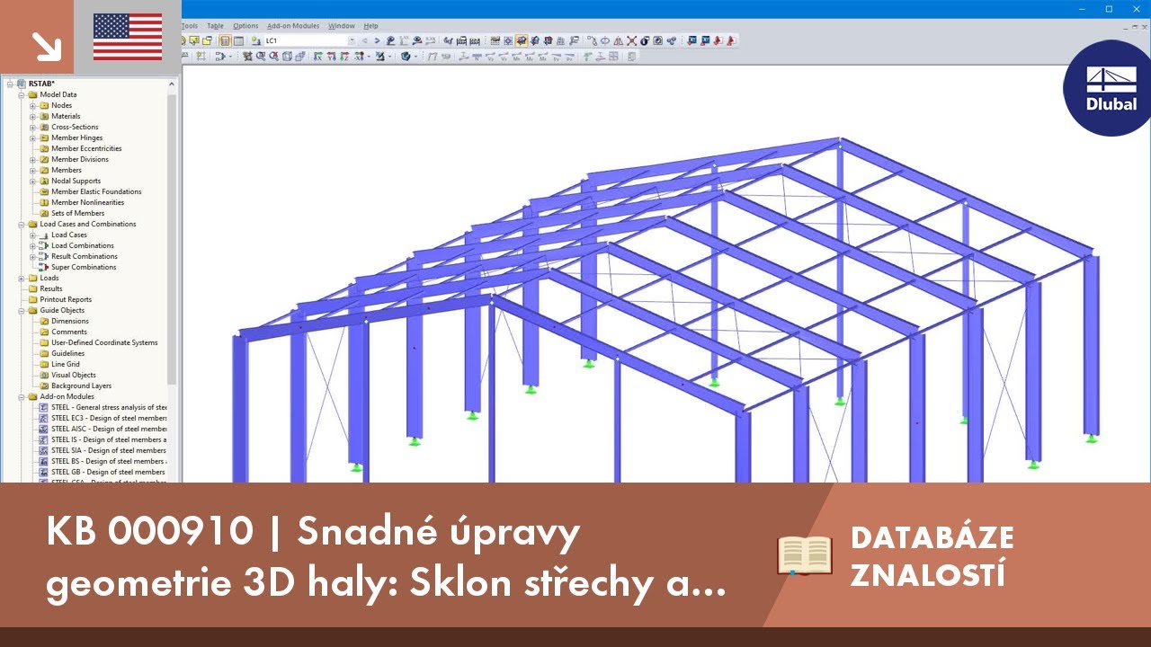 KB 000910 | Snadné úpravy geometrie 3D haly: Sklon střechy a rozteče rámů