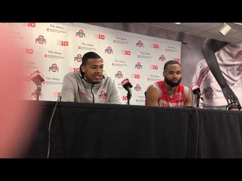 Kaleb Wesson and Keyshawn Woods speak prior to Ohio State's game against Creighton