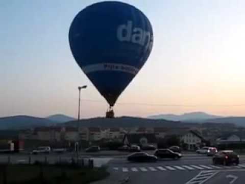 Ballon over the city of Grosuplje low