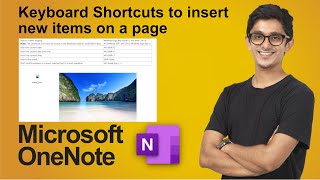 Keyboard Shortcuts to insert items on a page | OneNote shortcuts | Mic