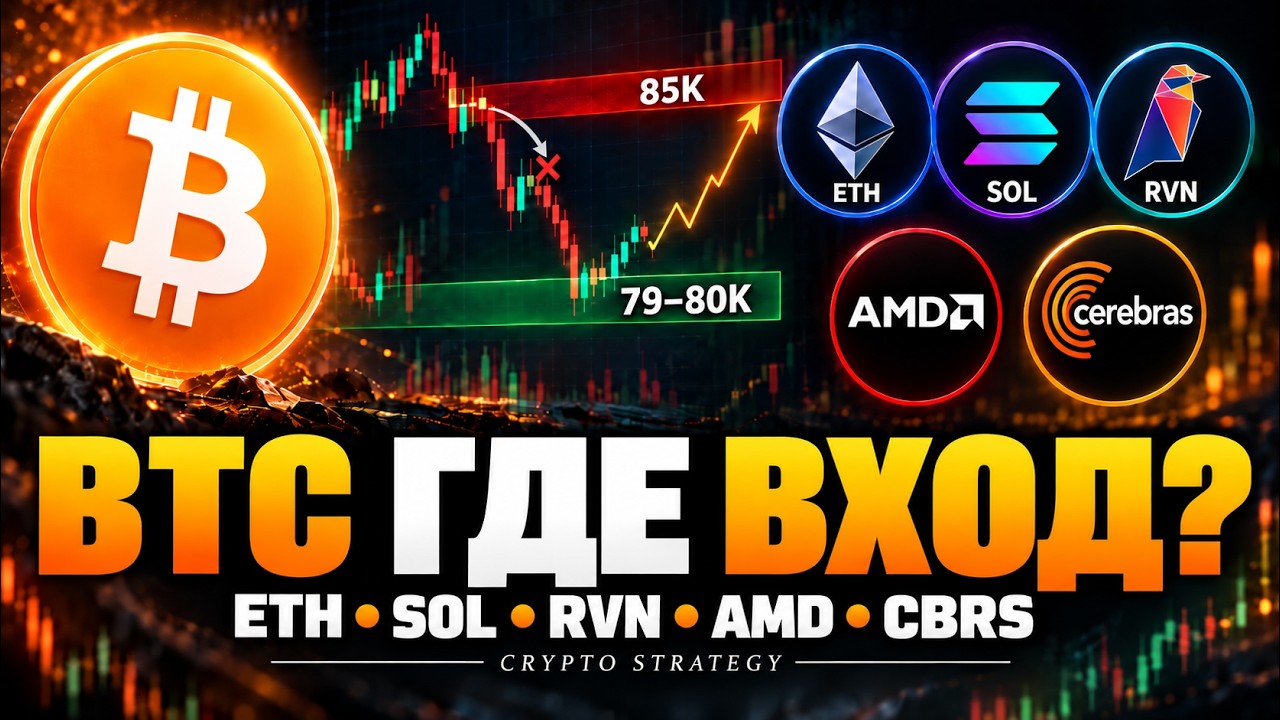 BTC: НОВЫЕ ТОЧКИ ВХОДА! ETH, SOL, RVN! ШОРТ AMD, ЛОНГ CBRS