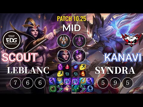 EDG Scout LeBlanc vs JDG Kanavi Syndra Mid - KR Patch 10.25