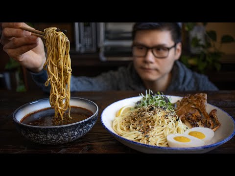 I made Black Garlic Tsukemen "Dipping Ramen" (vegan) つけ麺