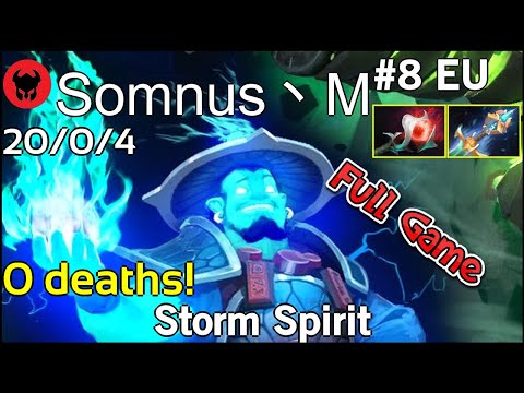 0 deaths! Somnus丶M plays Storm Spirit!!! Dota 2 Full Game 7.21
