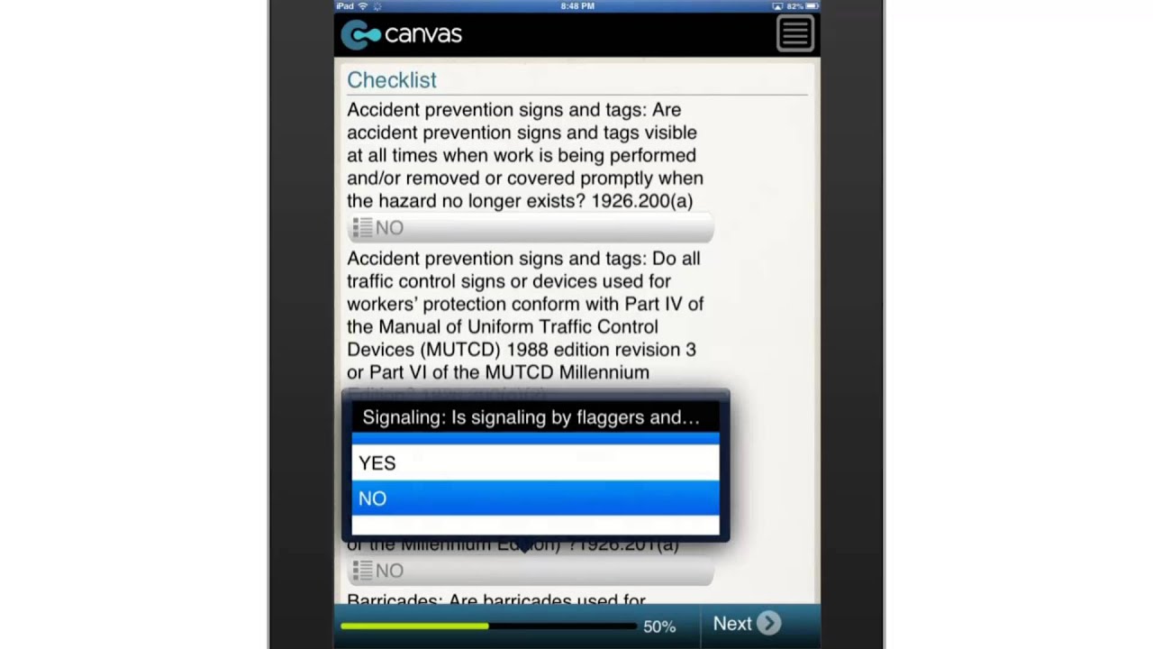 OSHA Construction Industry Checklist -- Signs, Signals and Barricades
