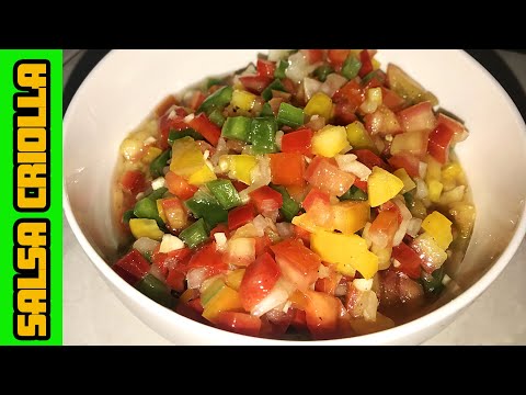 Como hacer SALSA CRIOLLA Para Carnes, Mariscos, Asados y Más