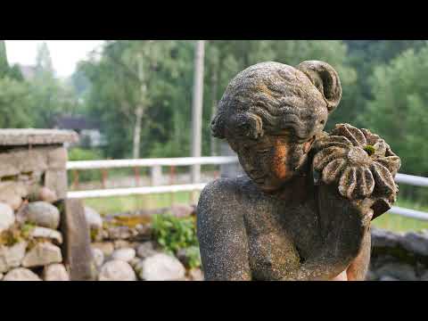 Vila cu mesteceni și statui din stațiunea montană Cheia