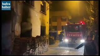 Bafra'da Metruk Binada Yangın