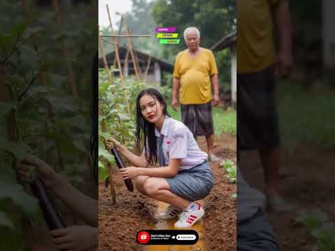 she took the vegetables without asking first! heavy rain in village life #fyp #rainyday #heavyrain