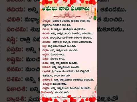 తిథులు వాటి ఫలితాలు