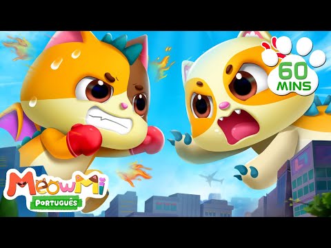 🐱 Show da Família Gato - Batalha de Dinossauros 🦖 | 1 Hora | Músicas Infantis e Desenhos Animados