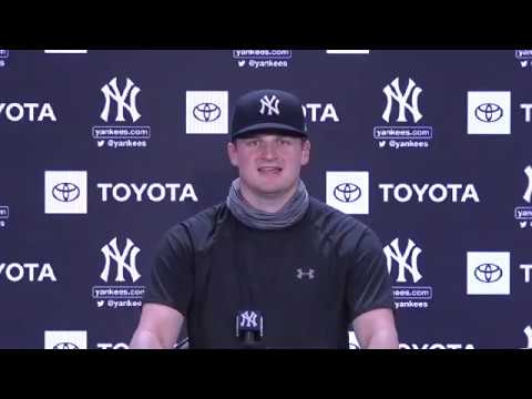 Clarke Schmidt after the Yankees first Summer Camp Intrasquad game