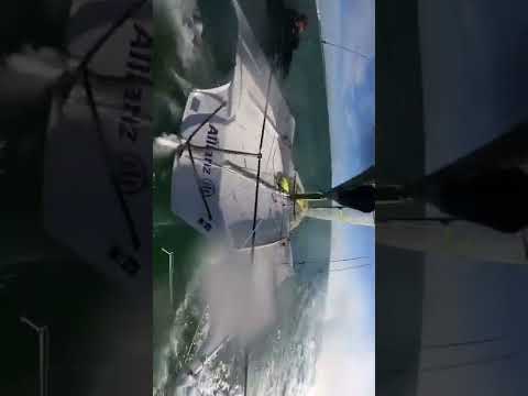 49er Sailing In big waves #sailing #ocean #waves #skiff #sailingfast #speed #lasersailing #29ers