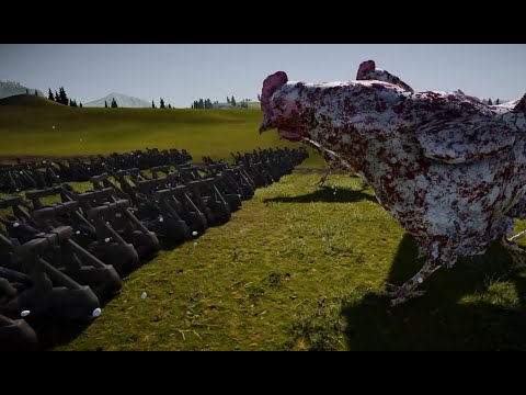 Crazy catapult shoots eggs at big monster hens. UEBS 2