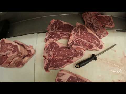 How T-bone, Porterhouse, and New York Strips are cut