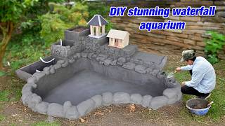 Create a cool and relaxing space with stunning waterfall aquarium