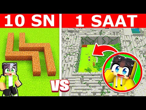 10 SANİYE LABİRENT VS 1 SAAT LABİRENT 🧩 | Minecraft