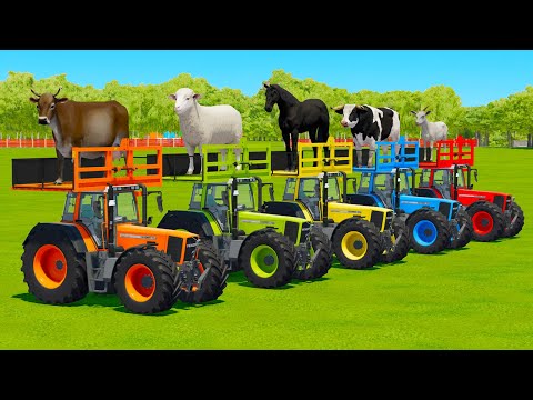 TRANSPORTING COWS, SHEEPS, HORSES, BULLS, GOATS & TRACTORS WITH MAN TRUCKS - Farming Simulator 22