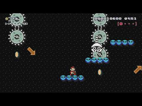 Space Skull Rafts ～宇宙のドクロコースター～ by ぽぴぺぷ - Super Mario Maker - No Commentary 1bt