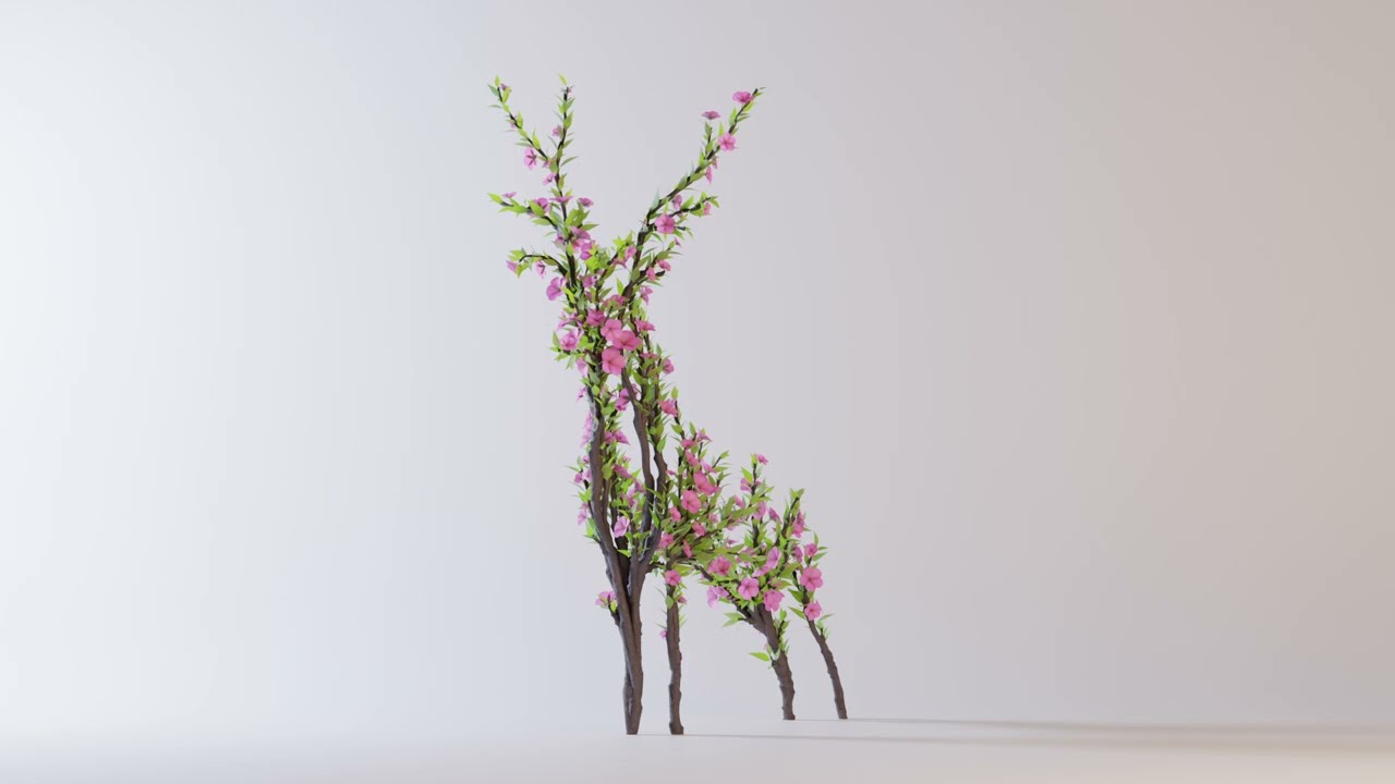 Growing Tree in a shape of a deer animation 3D Model
