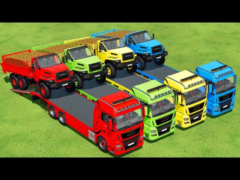 TRANSPORTING URAL MANURE SPREADER WITH MAN TRUCKS & MANURE SPREADING - Farming Simulator 22