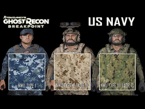 US NAVY SEALS Camouflages | NWU Types | AOR | Digital Pattern | Navy Outfit | Ghost Recon Breakpoint