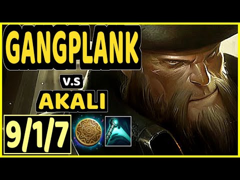 TOBIAS FATE (GANGPLANK) vs AKALI - 9/1/7 KDA TOP GAMEPLAY - NA Ranked DIAMOND
