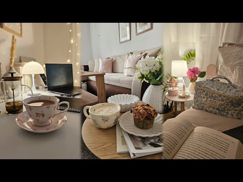 A cozy rainy night 🌧| Almond cake, cherry jam, cooking, summer vlog