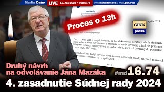 Live: 4. zasadnutie Súdnej rady - Proces a definitívne odvolanie Jána Mazáka #spy #stb #md16x74