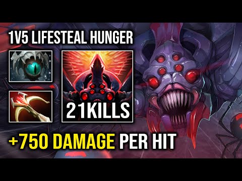 How to Deal 750 Physical Damage Per Hit with 1v5 Lifesteal Insatiable Hunger Broodmother Dota 2