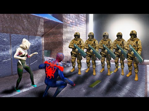 SPIDER-VERSE and GWEN STACY vs ROBOCOP Army - Epic Fight Battle