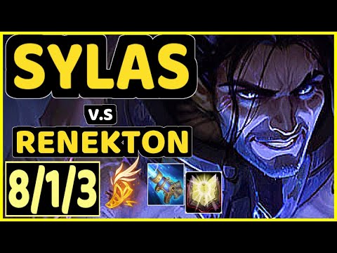 T1 FAKER (SYLAS) vs RENEKTON - QUADRAKILL 8/1/3 KDA MID GAMEPLAY - KR Ranked GRANDMASTER