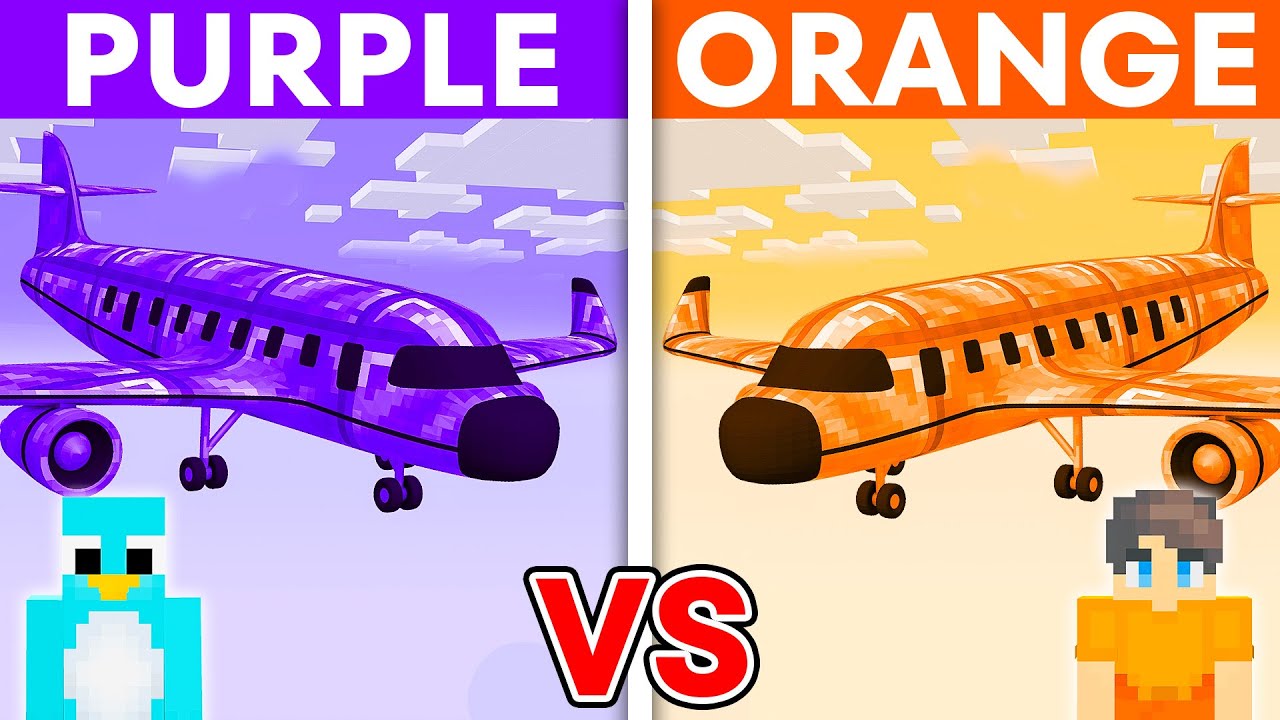 ONE COLOR: AIRPLANE House Build Challenge in Minecraft