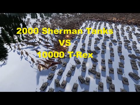 2000 WW2 Sherman Tanks vs 10000 T-Rex l Ultimate Epic Battle Simulator 2 l UEBS 2