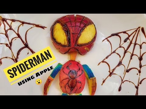 Amazing Spiderman Fruit Art : How To Make A Spider-man Using Apples