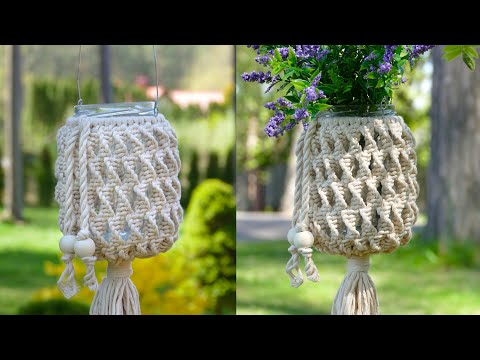 DIY Macrame Leaf Plant Hanger Lantern