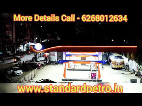 White,orange and blue ms steel indian oil petrol pump canopy