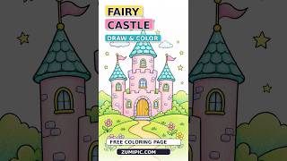 Fairy Castle Coloring Page | Satisfying Draw & Color #shorts