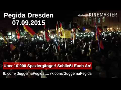 07.09.2015 Pegida Dresden singt die Nationalhymne!