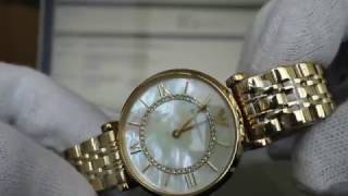 Ladies Emporio Armani Gianni T-Bar Yellow Gold Dress Watch AR1907
