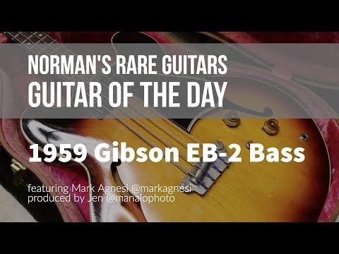 1959 Gibson EB-2 Bass, Sunburst, w/Banjo Tuners & Baritone Switch & hand written artist provenance & Case image 15