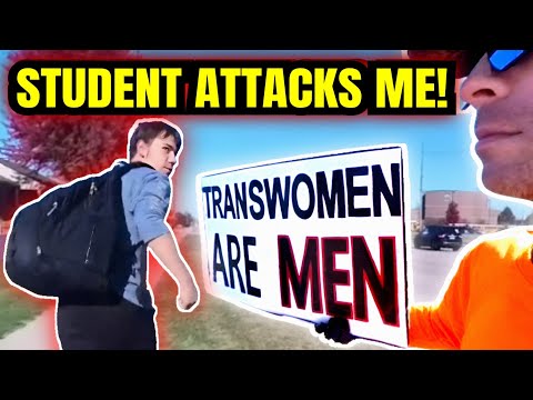 Student Attacks Me Over 'Transwomen Are Men' Sign | First Amendment | MIDWEST AUDIT