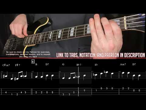 Giant Steps - Slow Walking Bass Improv w/tabs and standard notation