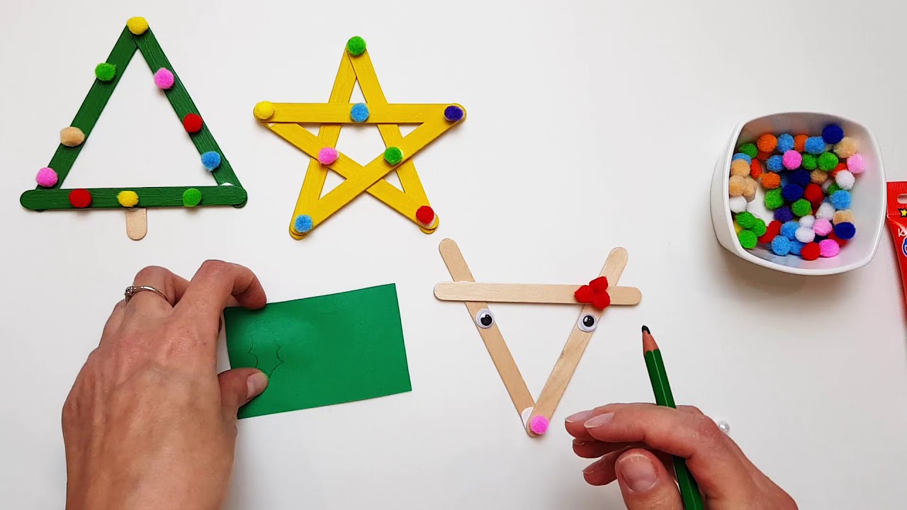 Proste ozdoby choinkowe z patyczków do lodów - Jak zrobić ozdoby choinkowe z dziećmi - DIY