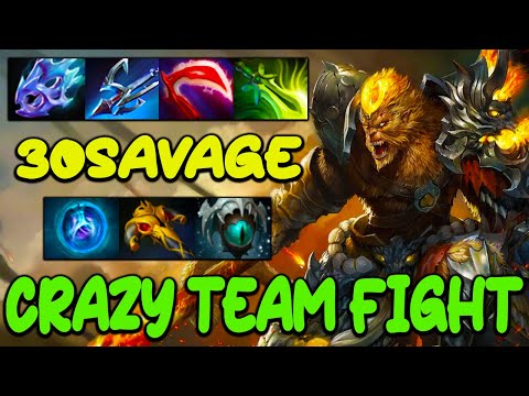 CRAZY TEAM FIGHT [ Monkey King ] 30SAVAGE - DOTA 2 GAMEPLAY