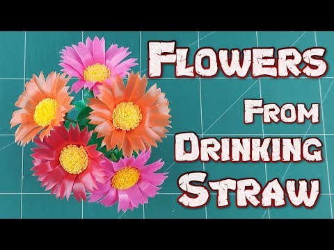 DIY Drinking Straw Crafts Idea | How to Make Fold Beautiful Flower From Plastic Tubes Tutorial Ep.15