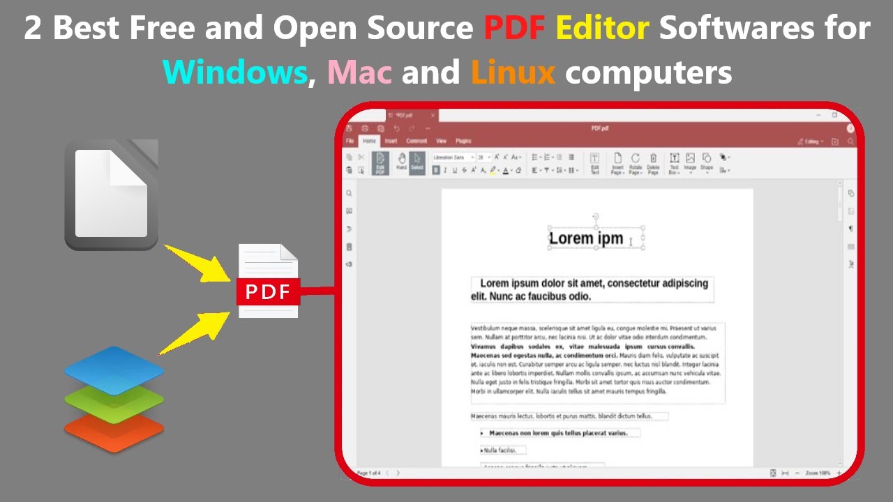 2 Best Free and Open Source PDF Editor Softwares for Windows, Mac and Linux computers.