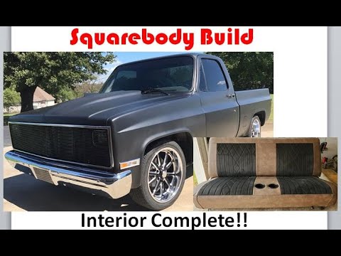 C10 Squarebody build. Coverlay door panels and new seat complete the interior.