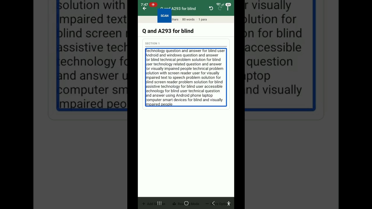 Q and A293 for blind TalkBack update English TTS voice AI writing Google keyboard voice typing