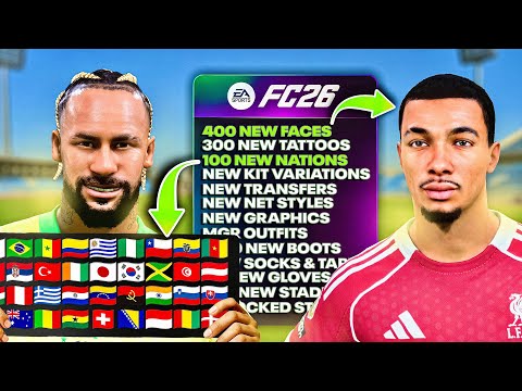 EA FC 26 MOD! 400 FACES & TATTOOS ADDED, 100 NEW NATIONS, STADIUMS, LOW SOCKS & ANKLE TAPES MOD ETC!
